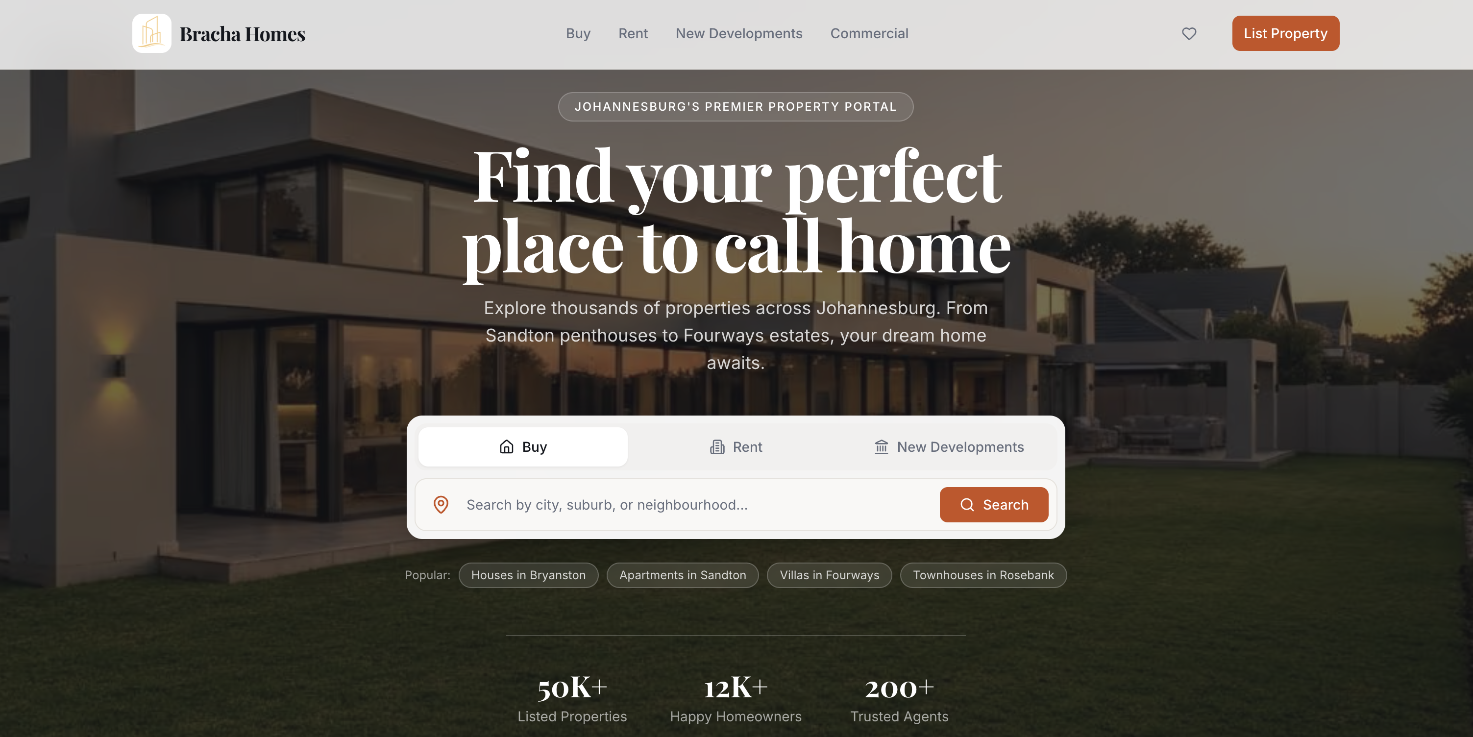 Bracha Homes Property Listing Platform project screenshot